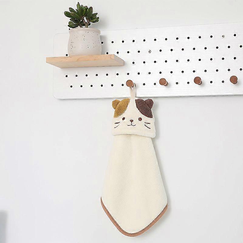 Fleece Hand Towel with Hanging Loop, Absorbent, Quick-Drying, Versatile Kitchen and Bathroom Towel