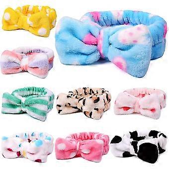 9 Pack Spa Stirnband für Frauen, Gesichts-Make-up Stirnband Weiche Koralle Fleece Kosmetisches Stirnband für Frauen Mädchen Bow Haar Band Kopf Wraps zum Waschen von Gesicht Ma