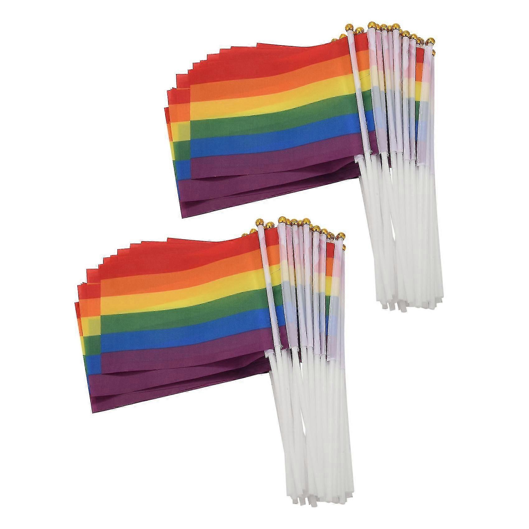 100 Pack Rainbow Small Mini Stick Flags, décorations