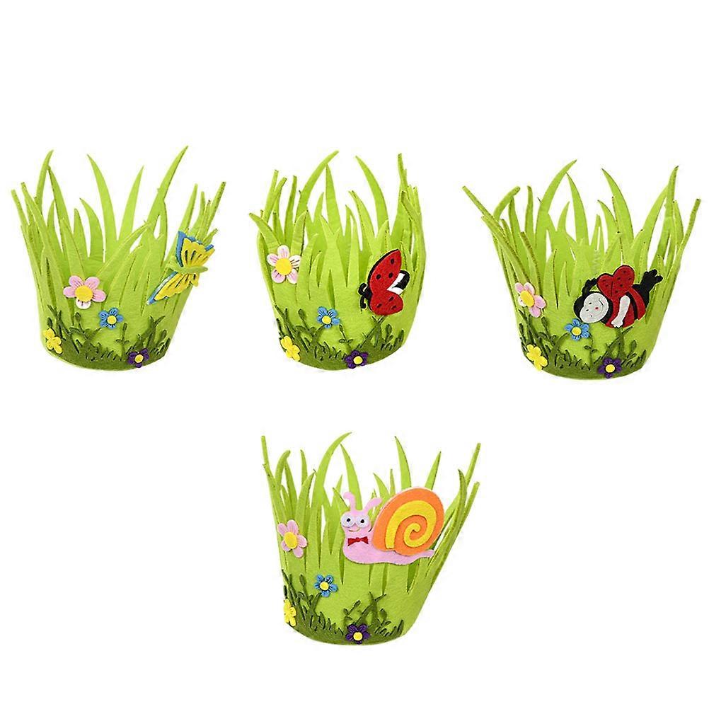 4Pcs Easter Decorations Non-woven Fabrics Colorful Egg Baskets for Decor