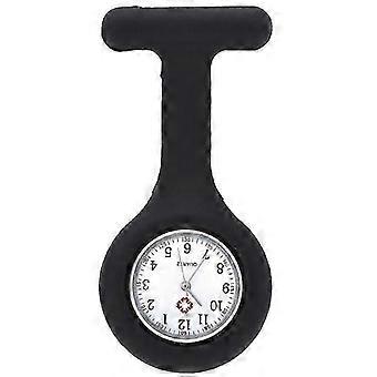Silicone Watch Nurse Doctor Quartz Clip Pin Brooch Pocket Black