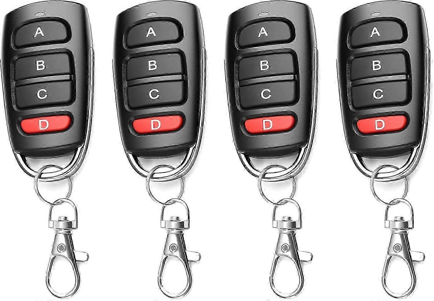4PCS 4 Button Wireless Garage Remote Control, 433 MHz Universal Gate Duplicator