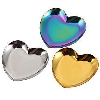 Heart Shape Nail Display Plate Stainless Steel for Makeup Mixing 3Pcs