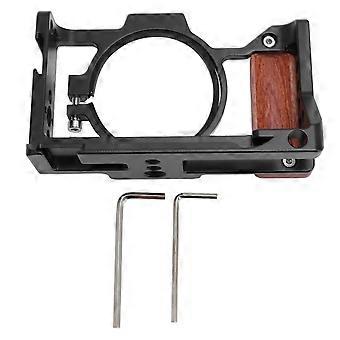 Camera Cage with Wood Handle 3/8in 1/4in Screw Cold Shoe Mount Aluminum Alloy Metal Protective Video Rig Replacement for ZV-1 II ZV-1F