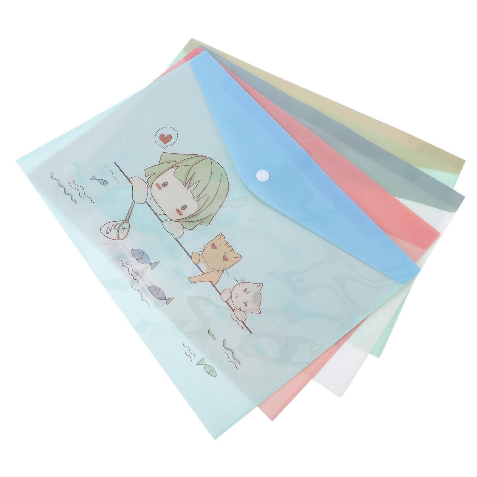 16PCS Cartoon Document Folder Storage Bag A4 File Pouch Document Pocket