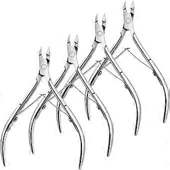 Japior 4 Packs Cuticle Nippers Stainless Steel Cuticle Trimmer Cutter Pointed Blade Nail Cuticle Dead Skin Clipper Manicure Tool for Fingernails Toena