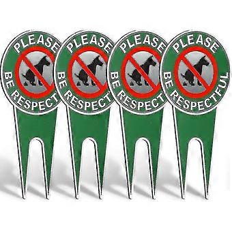 4 Pack No Dog Poop Yard Signs, Please Be Respectful Lawn Signs for Dog Pooping Prevention