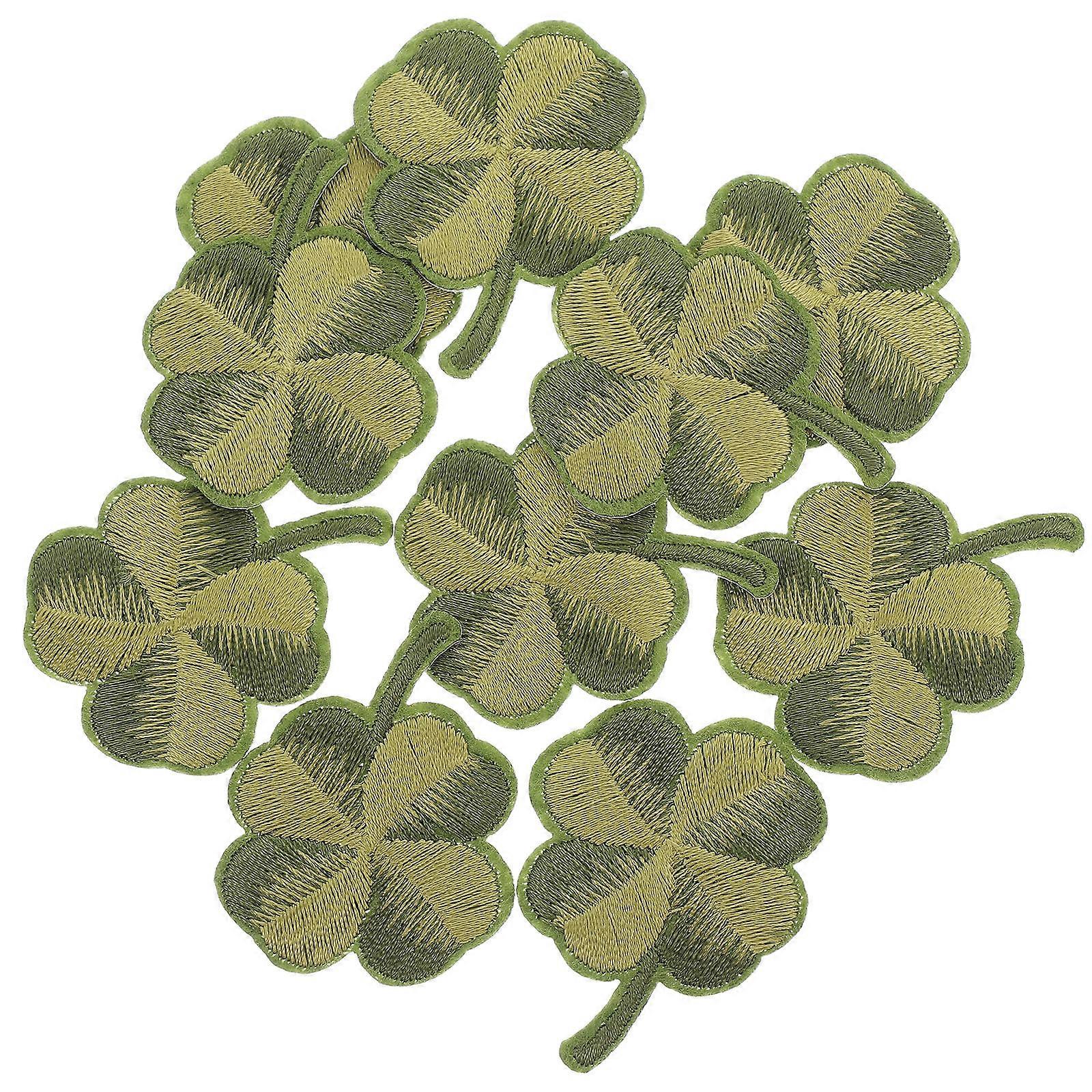 St. Patrick's Day Patch Green Leaf Embroidered Applique for Clothes 50Pcs