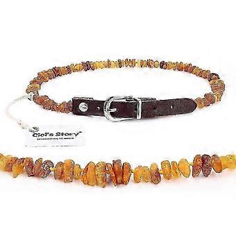 Lab-Tested Amber Collar for Dogs & Cats, Adjustable Leather Strap 26-27