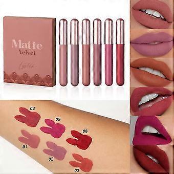 6Pcs Matte Nude Liquid Lipstick Set, Long-Lasting & Pigmented Shades, Lip Gloss Bundle Gift Collection for Girls/Women