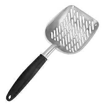 Aluminum Alloy Pet Cat Litter Scoop Sifter Shovel Hollow Dog Puppy Waste Holder(Black)