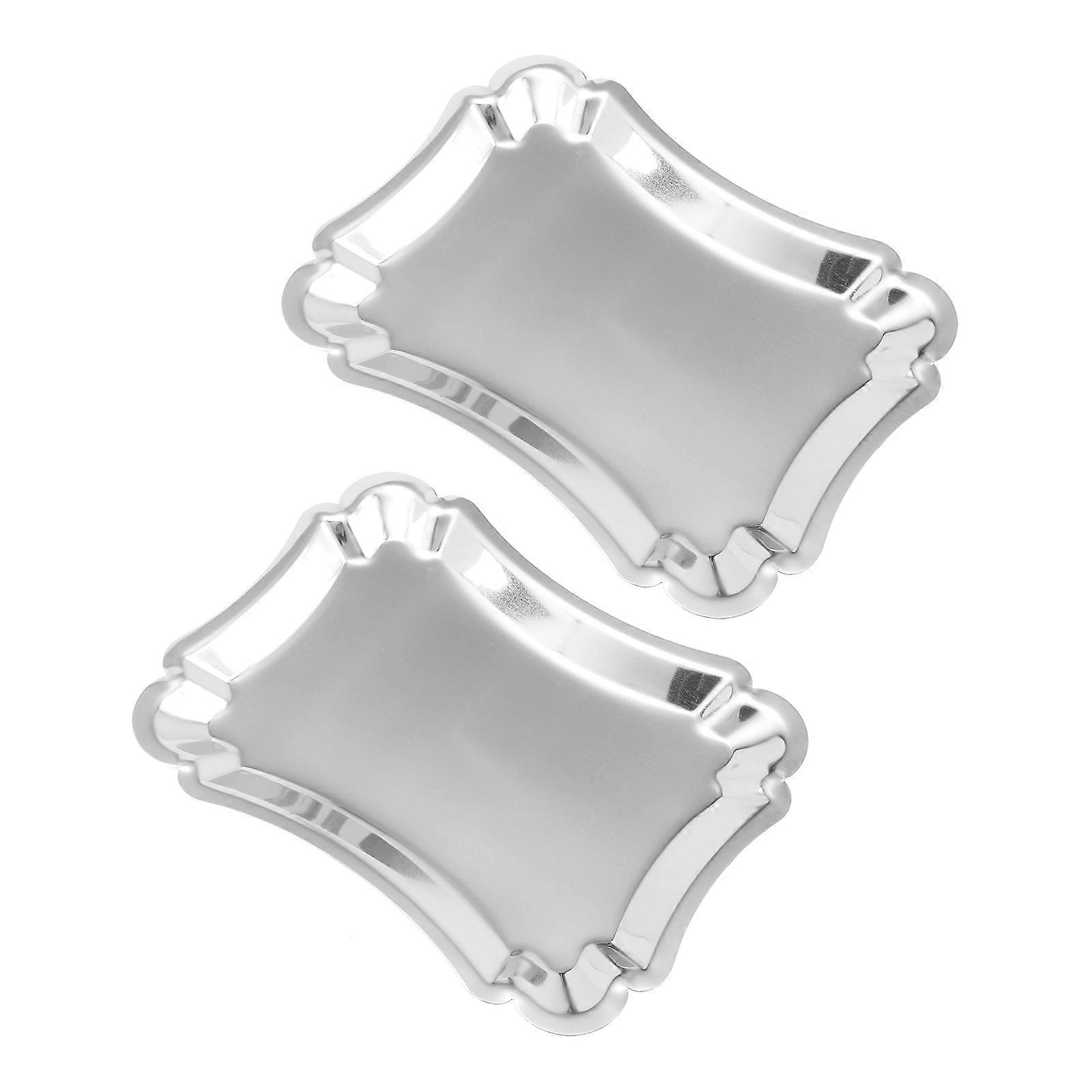 Multi-Function Stainless Vanity Tray for Storage 2Pcs Household Dessert Trays