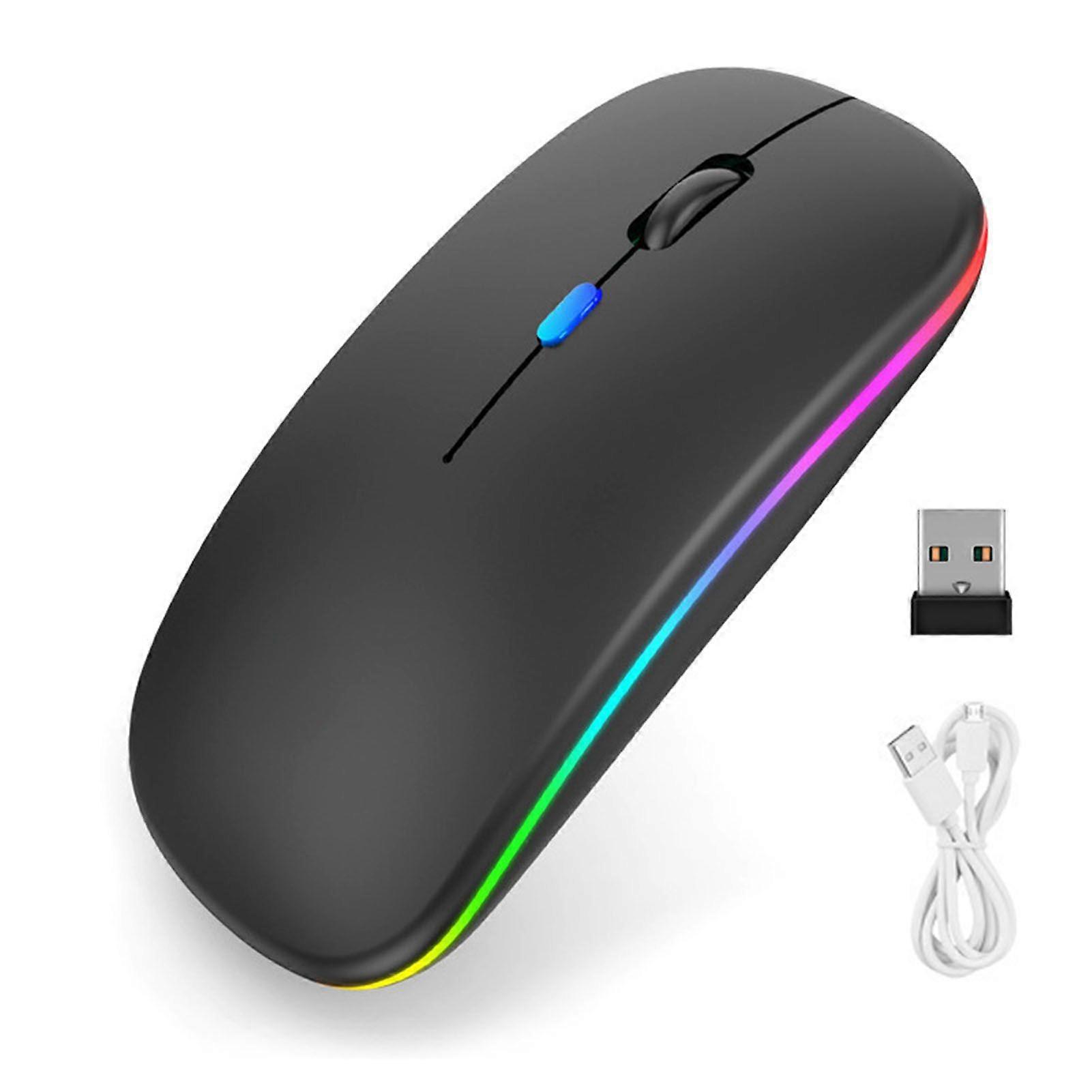 Slim Rechargeable Wireless Mouse with Silent Click and Adjustable DPI