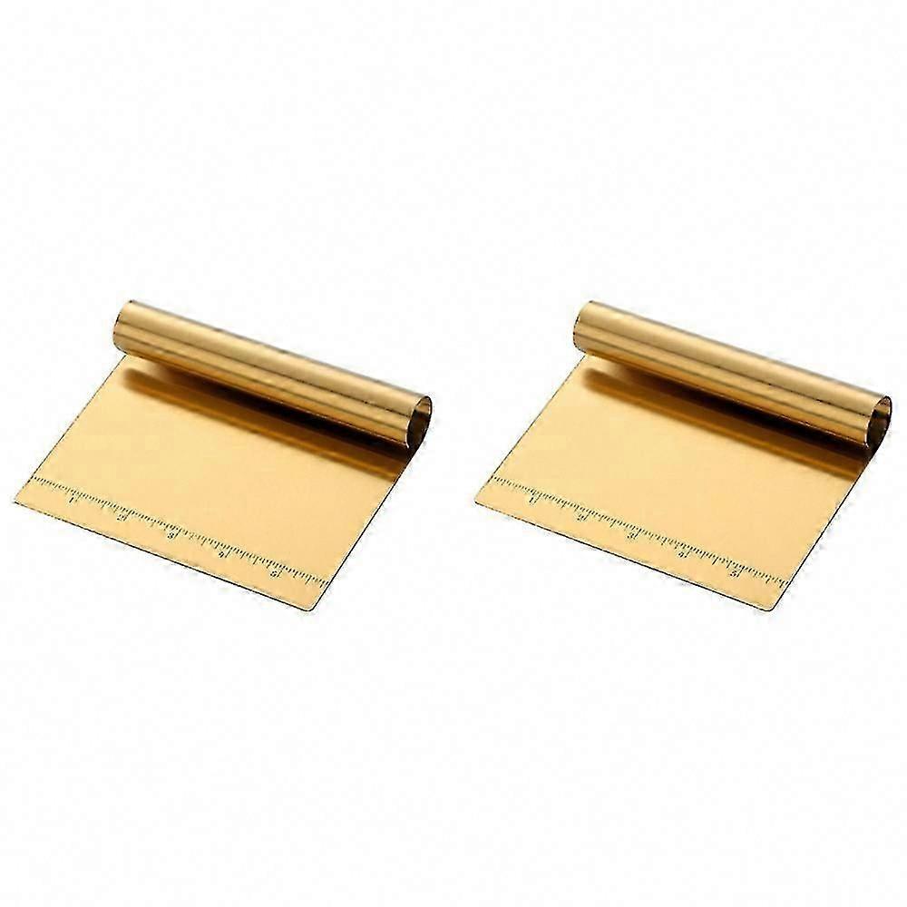 2pcs Stainless Steel Pizza Dough Scraper Bread Scraper (Gold)