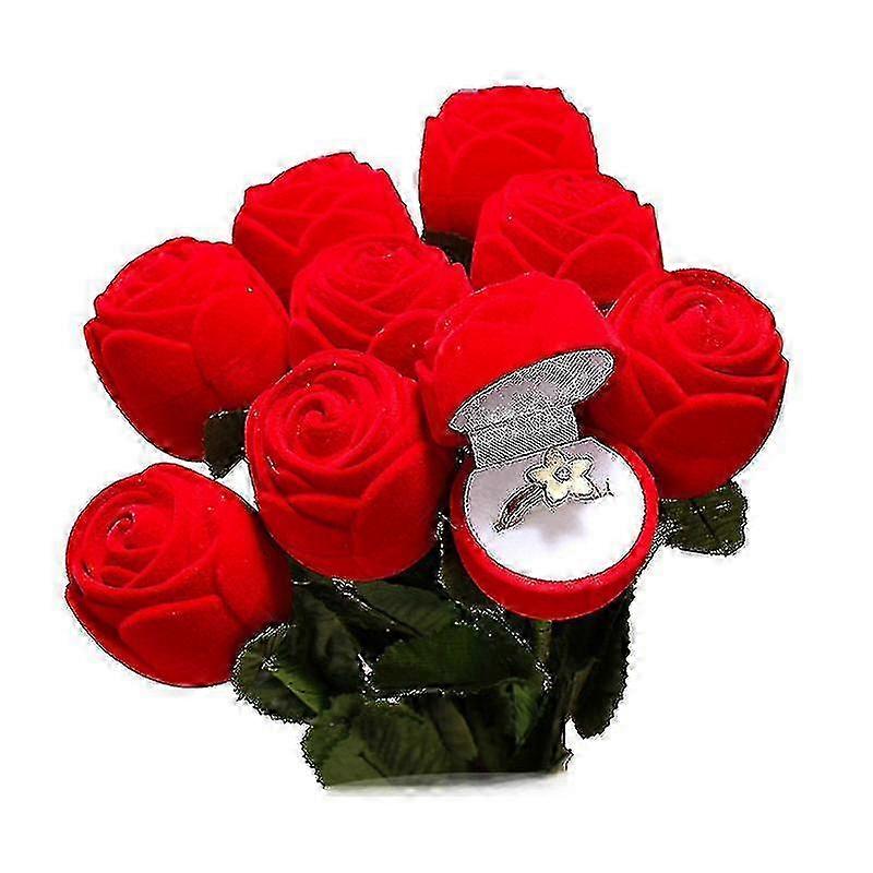 Elegant Flocked Rose Engagement Ring Box