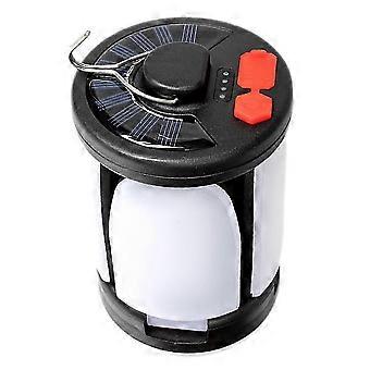 Emergency Camping Light with Hook, ABS Black, USB and Solar Charging, High Brightness Eye-Friendly, for Tent, Picnic, Patio, Garden, 1 Set