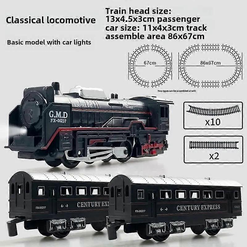 Simulation Train Set Classical Railway with Lights Tracks Model Christmas Toys