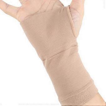 Sportieve polsbeschermer, ademende polsbrace van spandex die zweet absorbeert, compressie voor beschadigde gewrichten, geschikt voor de sportschool, maat S, 12-15 cm, 1 paar, huidskleur.