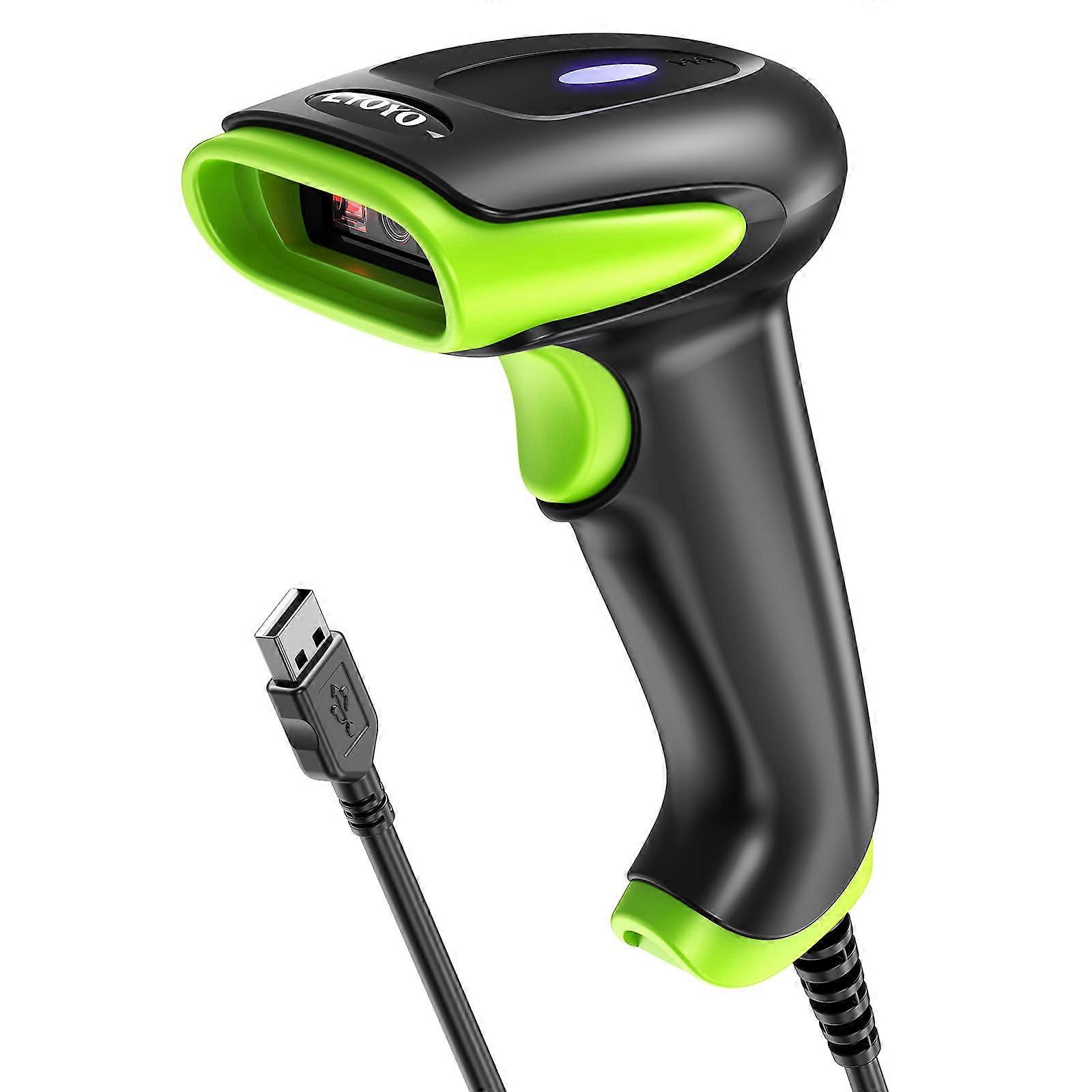 Barcodelezer 2D 1D, handheld bekabeld, USB, handdouche, scanner, groen