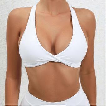 Halter Sports Bra for Women High Support Push-Up Open Back Yoga Gym Workout Tank Top with Removable Pads lj