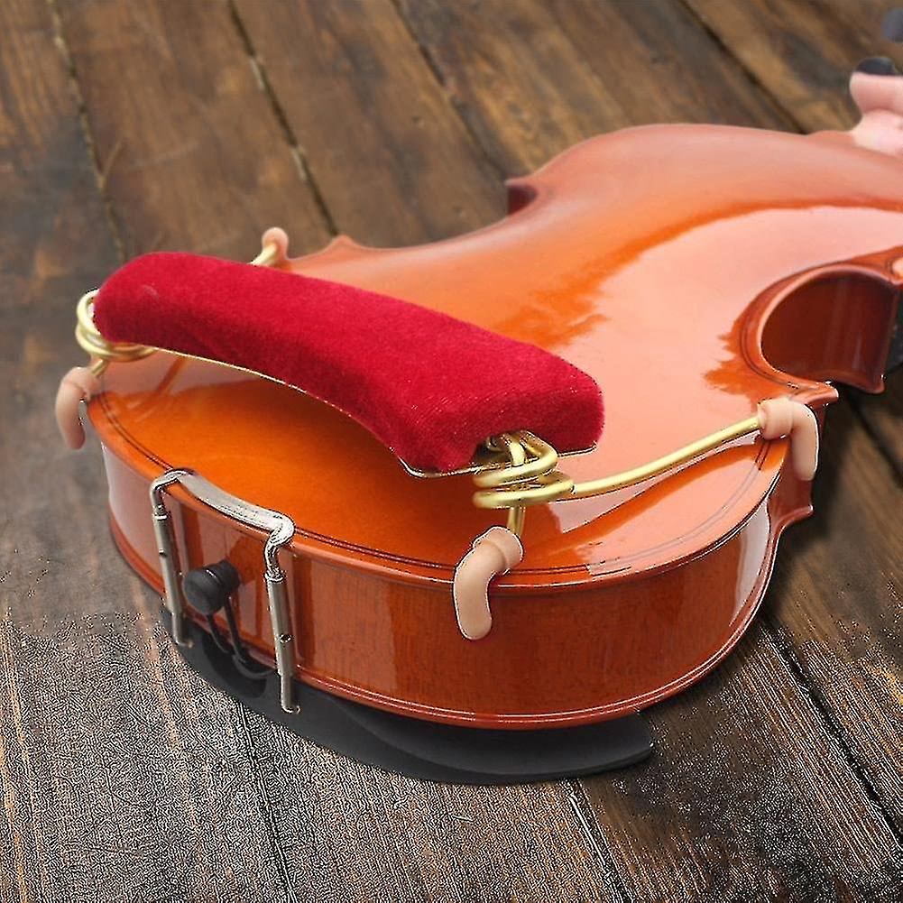 Violin Chin Rest, Red Aluminum Alloy Adjustable Violin Shoulder Rest With Spring Claws For 3/4 4/4 V