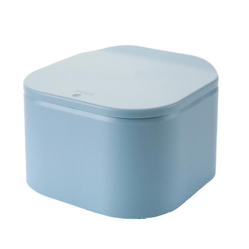 Push Type Mini Waste Bin Home Office Bathroom Trash Can Desktop Garbage Box Table Dustbin Sundries Bins(blue)