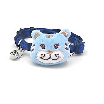 Cute Tiger Bell Cat Collar, Adjustable Cute Cat Collar Safety Belt Buckle Cat Collar (Blue)