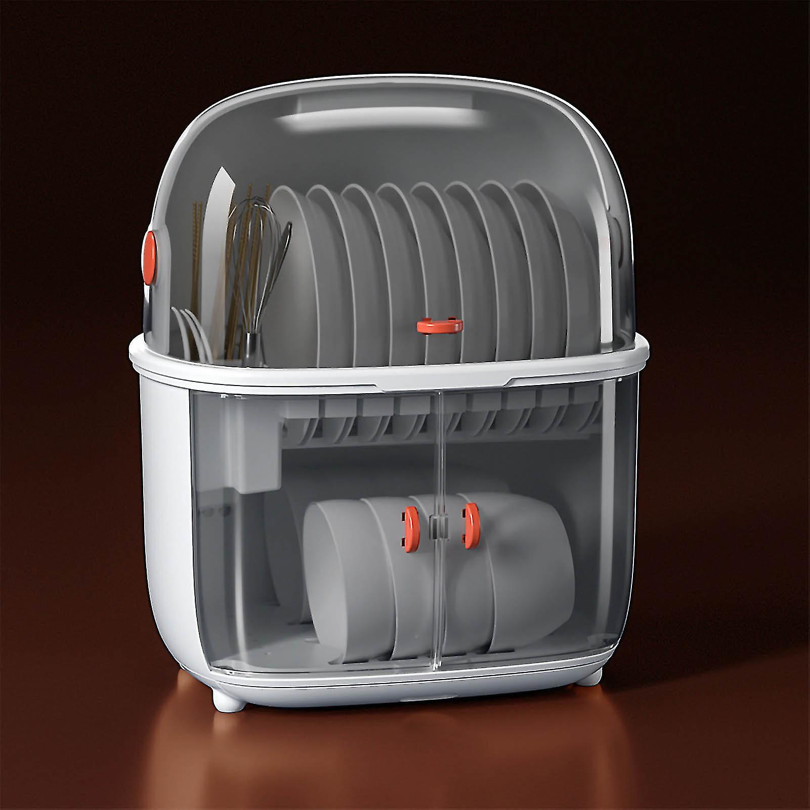 Kitchen Storage Box with Lid, Drainage Rack, and Orange Handle