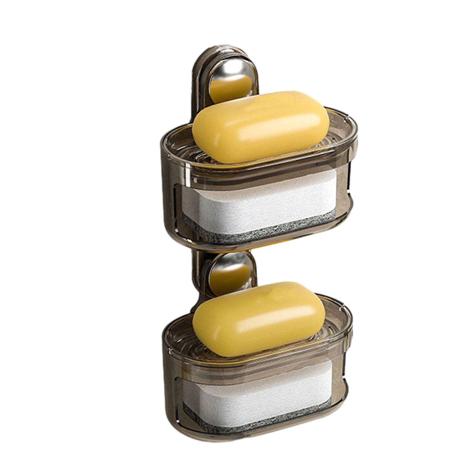 Home No Drilling Soaps Box with Sponge Durable Soaps Holder with Hollow Tray for Home