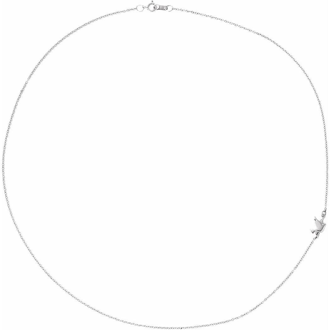 Colar com pingente de pomba do Espírito Santo em prata de lei 925, polida, 40 cm (16 polegadas), descentralizada, para mulheres.