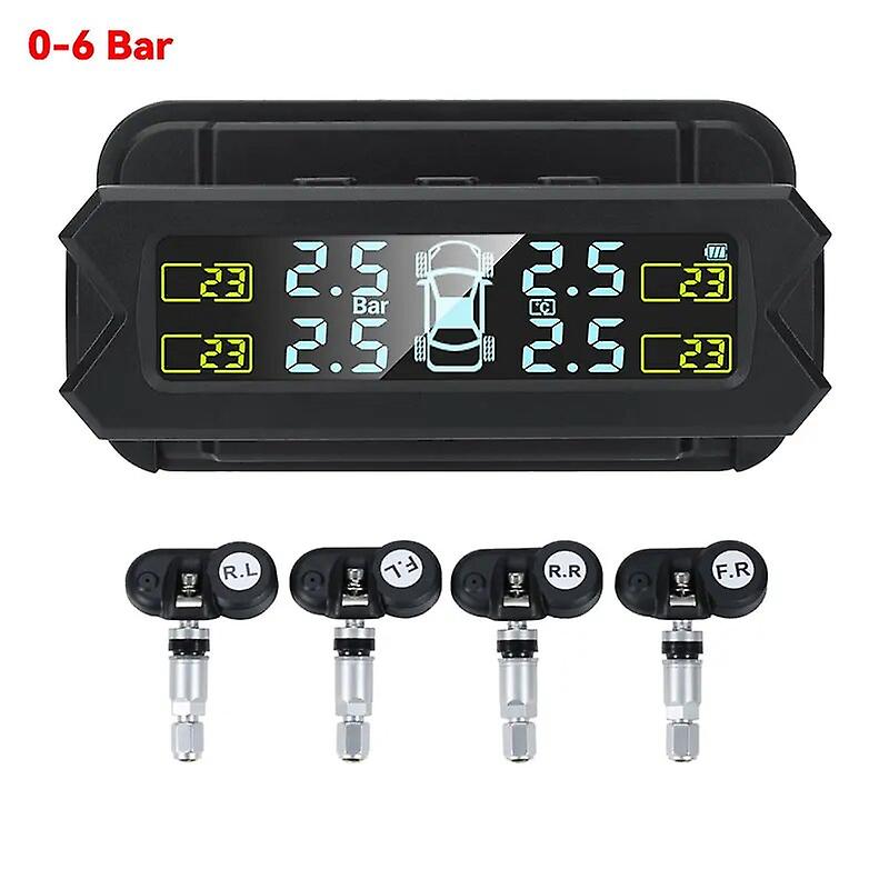 Tpms Car Tire Pressure Monitoring System Solar Tmps Tyre Pressure 0-6bar Internal External Sensor