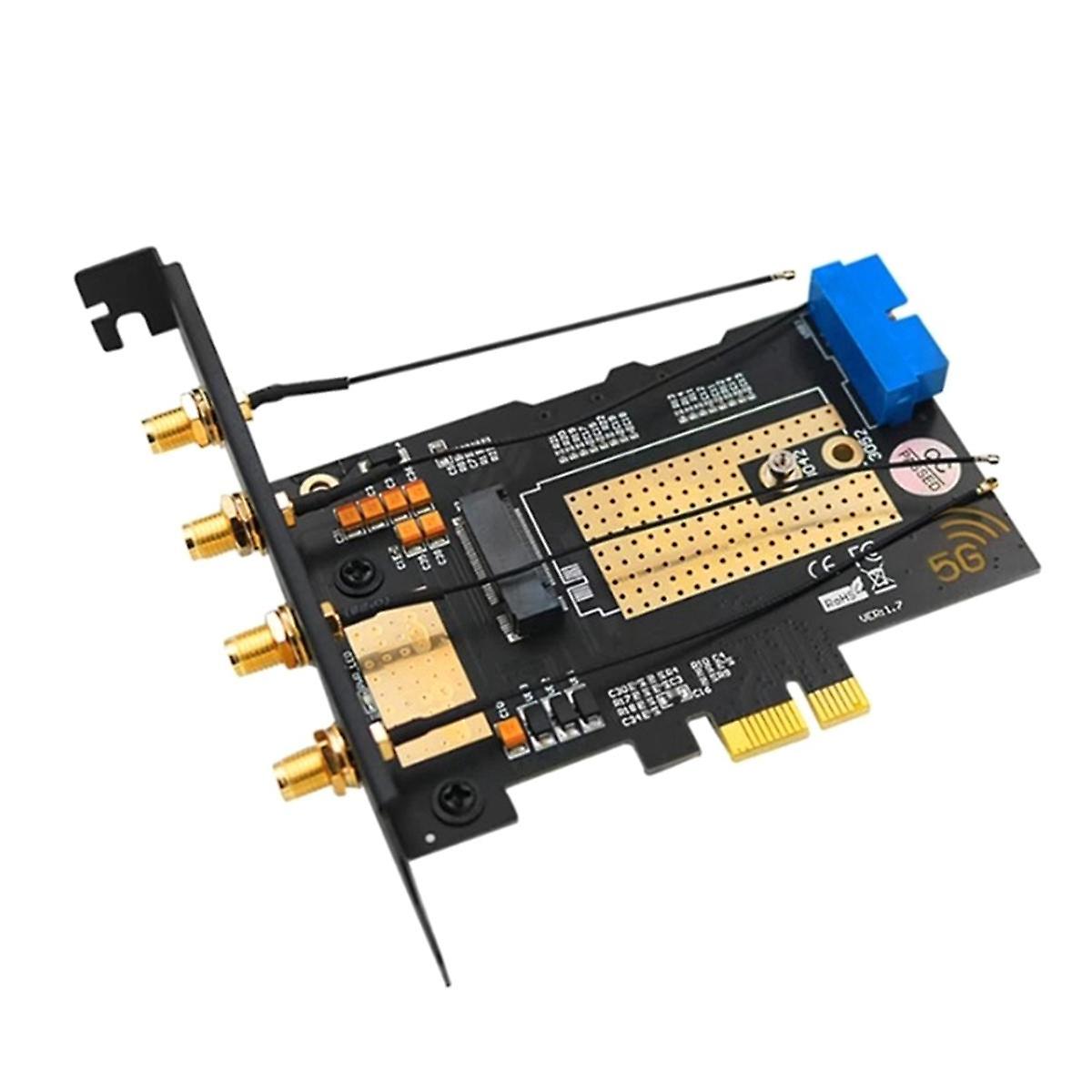 M.2 B Key USB3.0 & PCIe 5G Dual Bus 5G-WWAN Card Adapter Card, Desktop Adapter Card with 4 Antennas