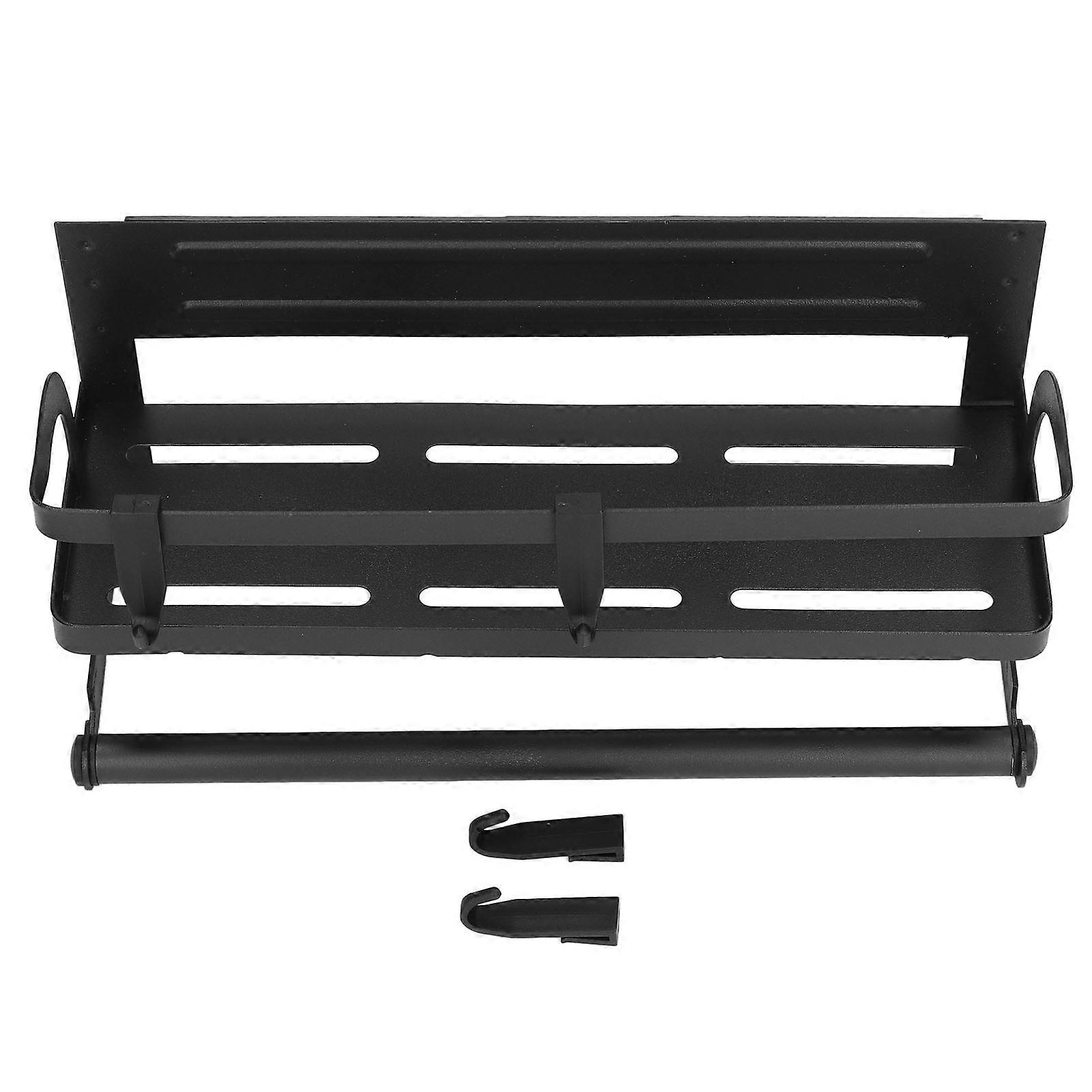 Magnetic Spice Rack Space Saving Single Layer Refrigerator Storage Shelf for Holding Jars Pepper Salt Cooking Oil Black