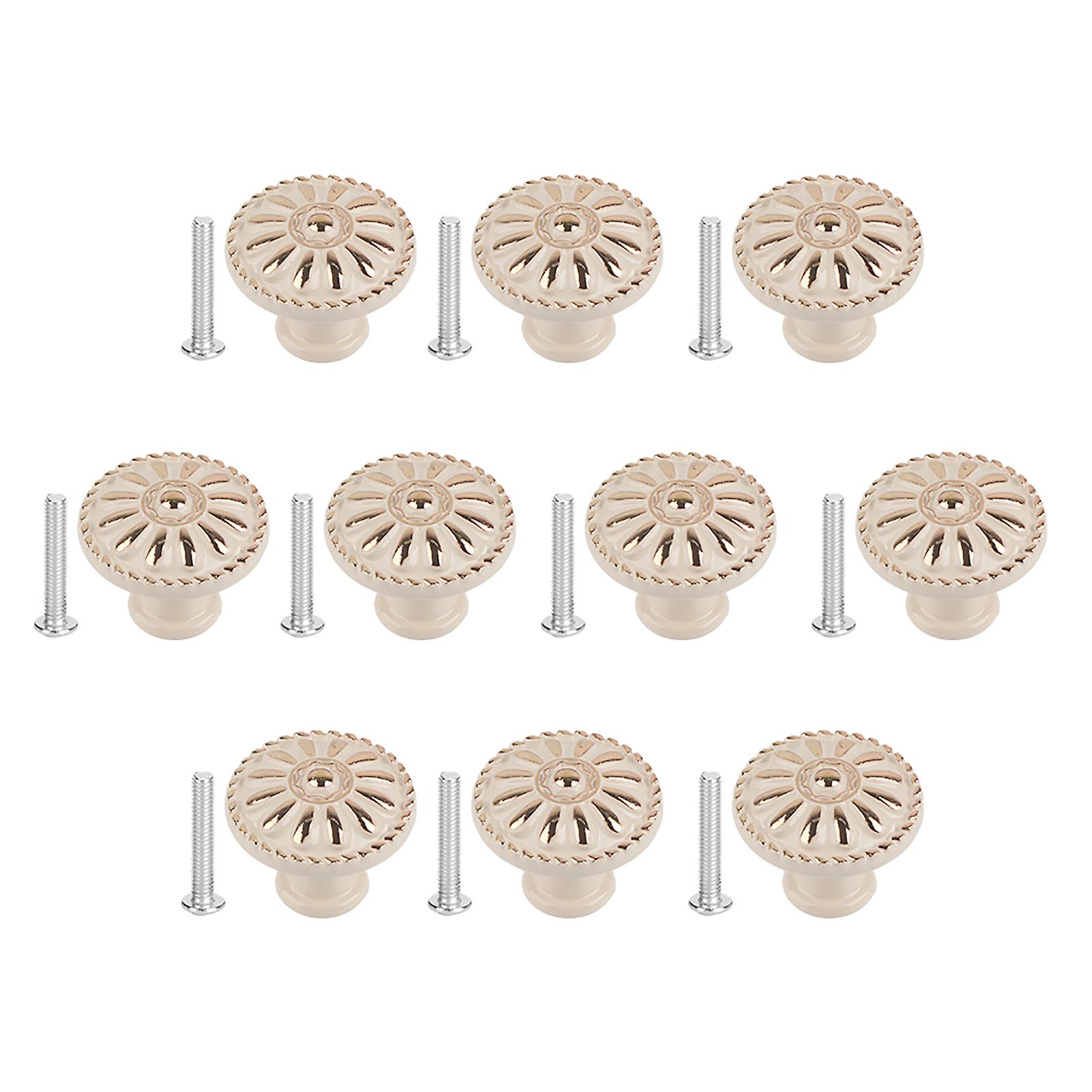10 Sets Round Door Pull Handles Simple Office Drawer Cabinet Universal Ivory White Large
