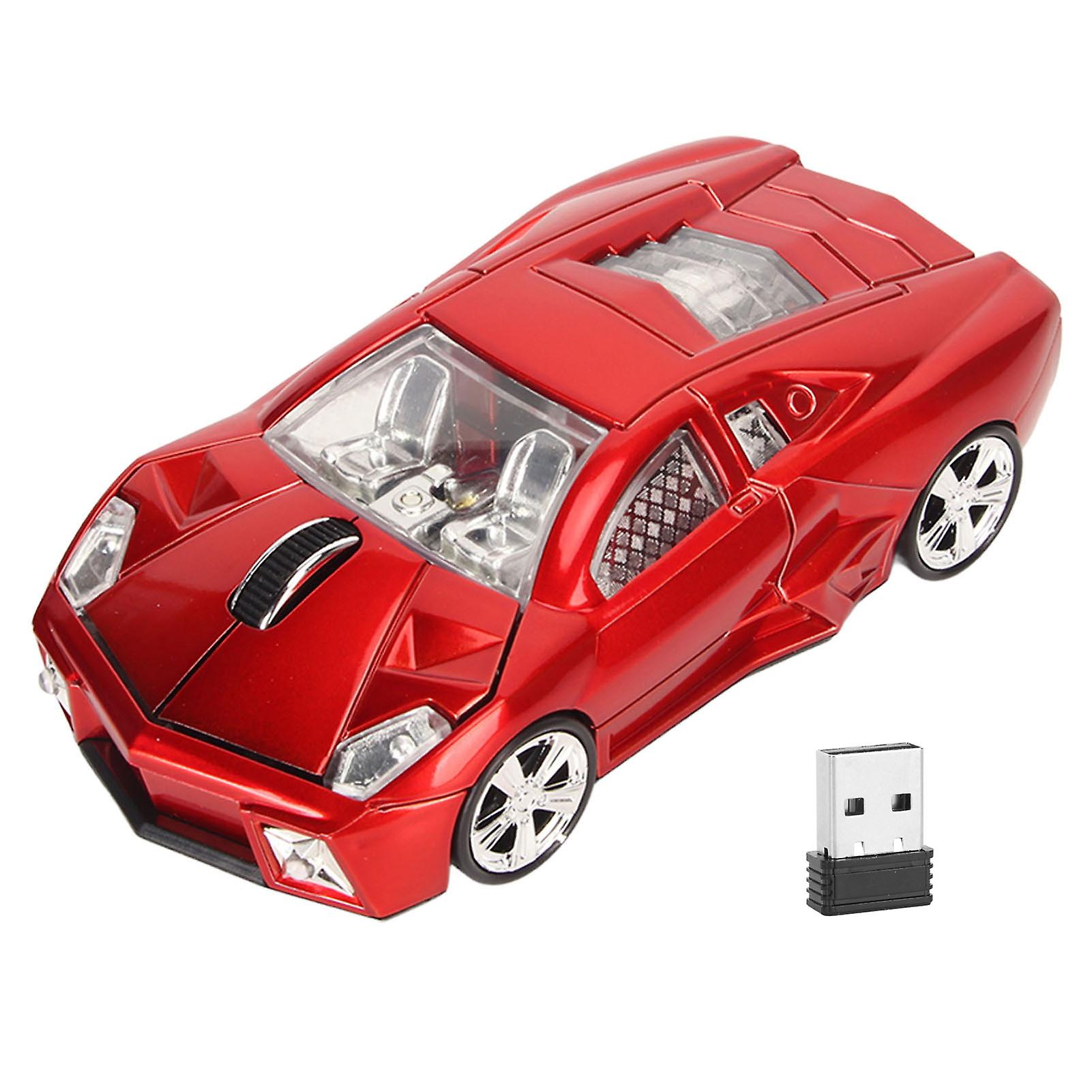 Wireless Sports Car Style Mouse 2.4GHz USB Receiver 1600DPI Optical LED Light for Laptop Desktop Computer Office Use