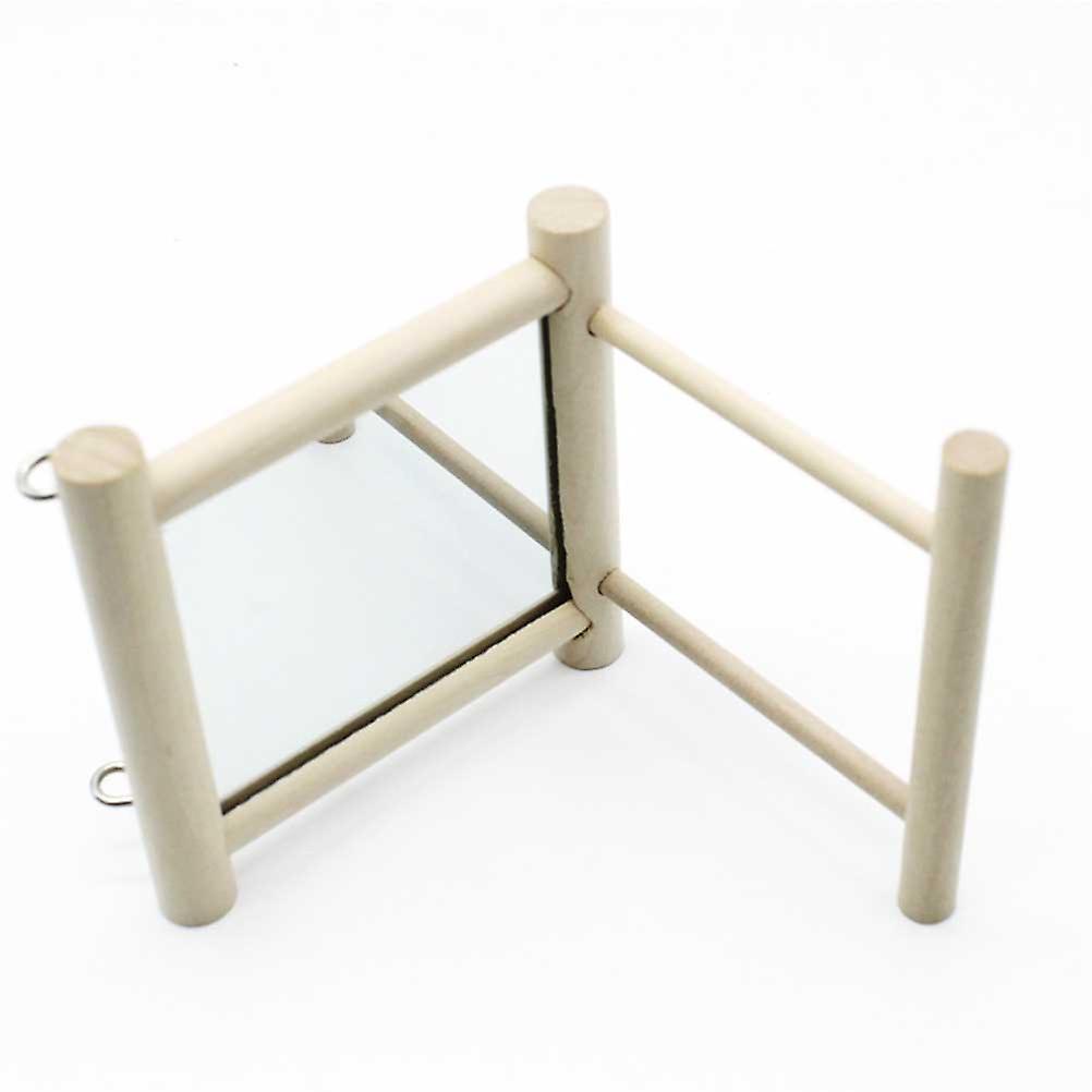 オウムペットアクセサリー木製の装飾のための鏡付きスタンドパーチ