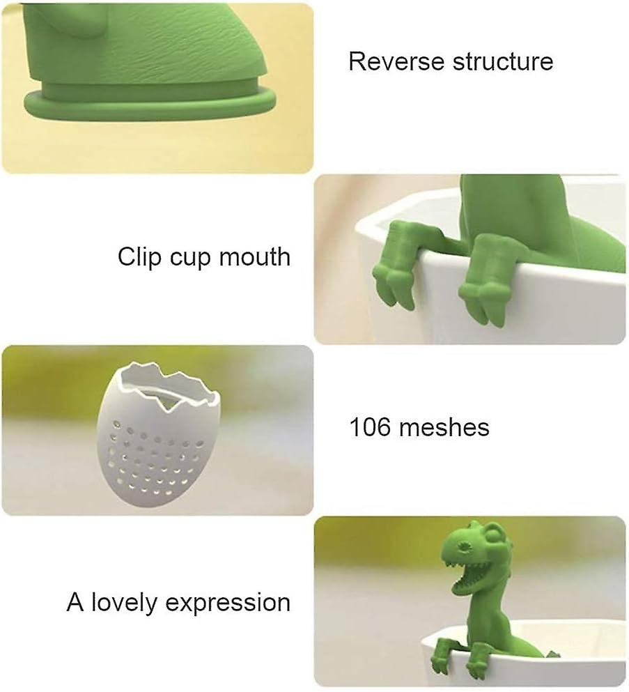 Infuseur à Thé En Silicone - Forme Bébé Dinosaure Vert - Filtre Réutilisable Pour Tasse