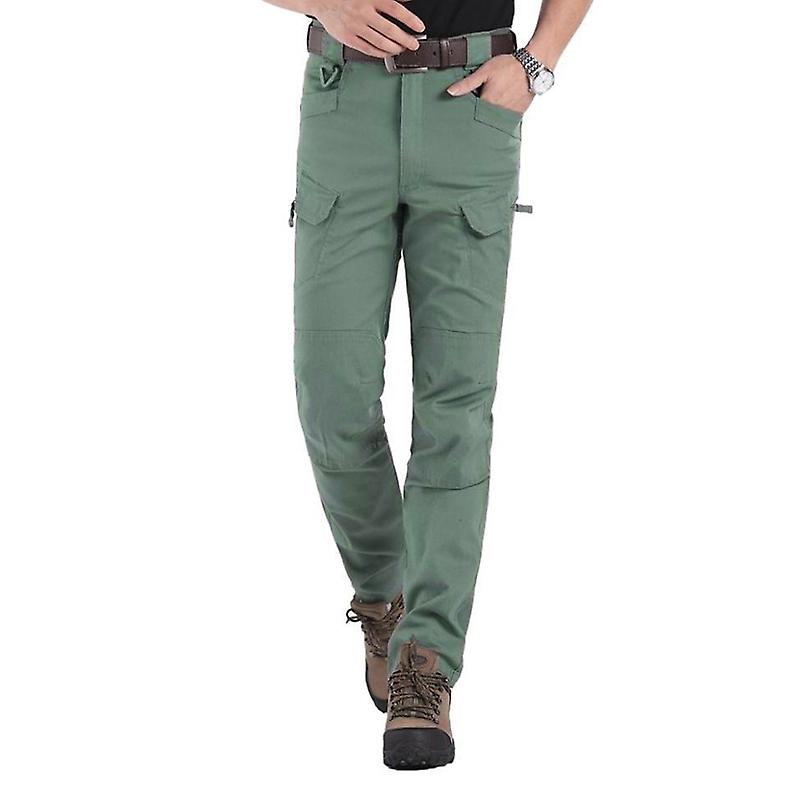 Men Trousers Solid Color Tactical Waterproof Multi-pockets Long Pants New