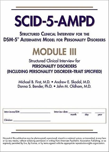 Structured Clinical Interview For The Dsm5 Alternative Model For Personality Dis by Michael B. First Paperback