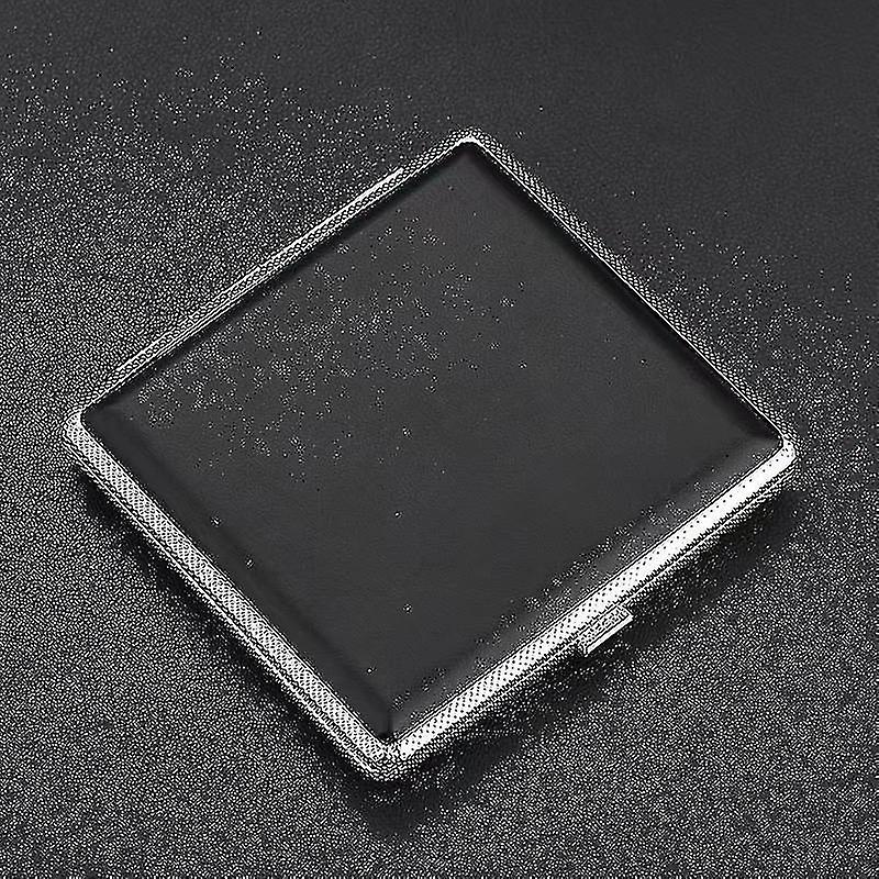Pattern Leather Metal Cigarette Case Holds 20 Cigarettes