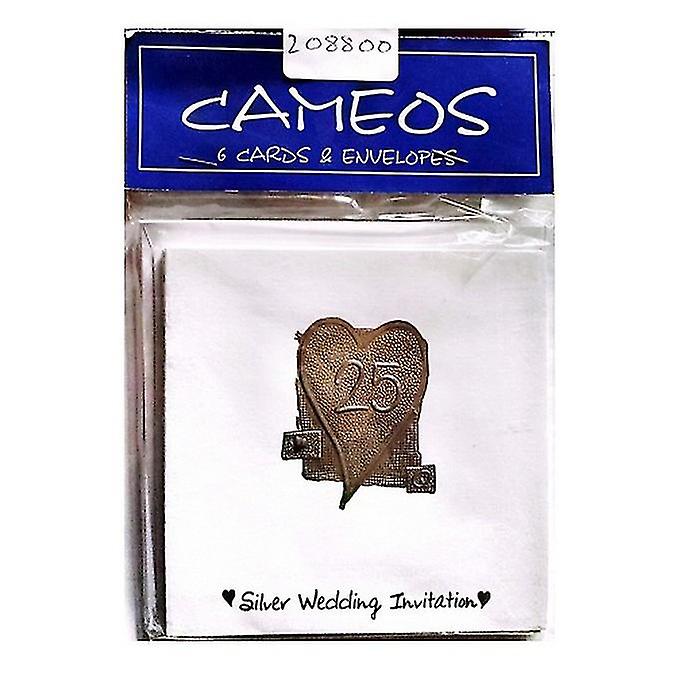 Cameos Silver (25th) Wedding Anniversary Invitations (Pack of 6)