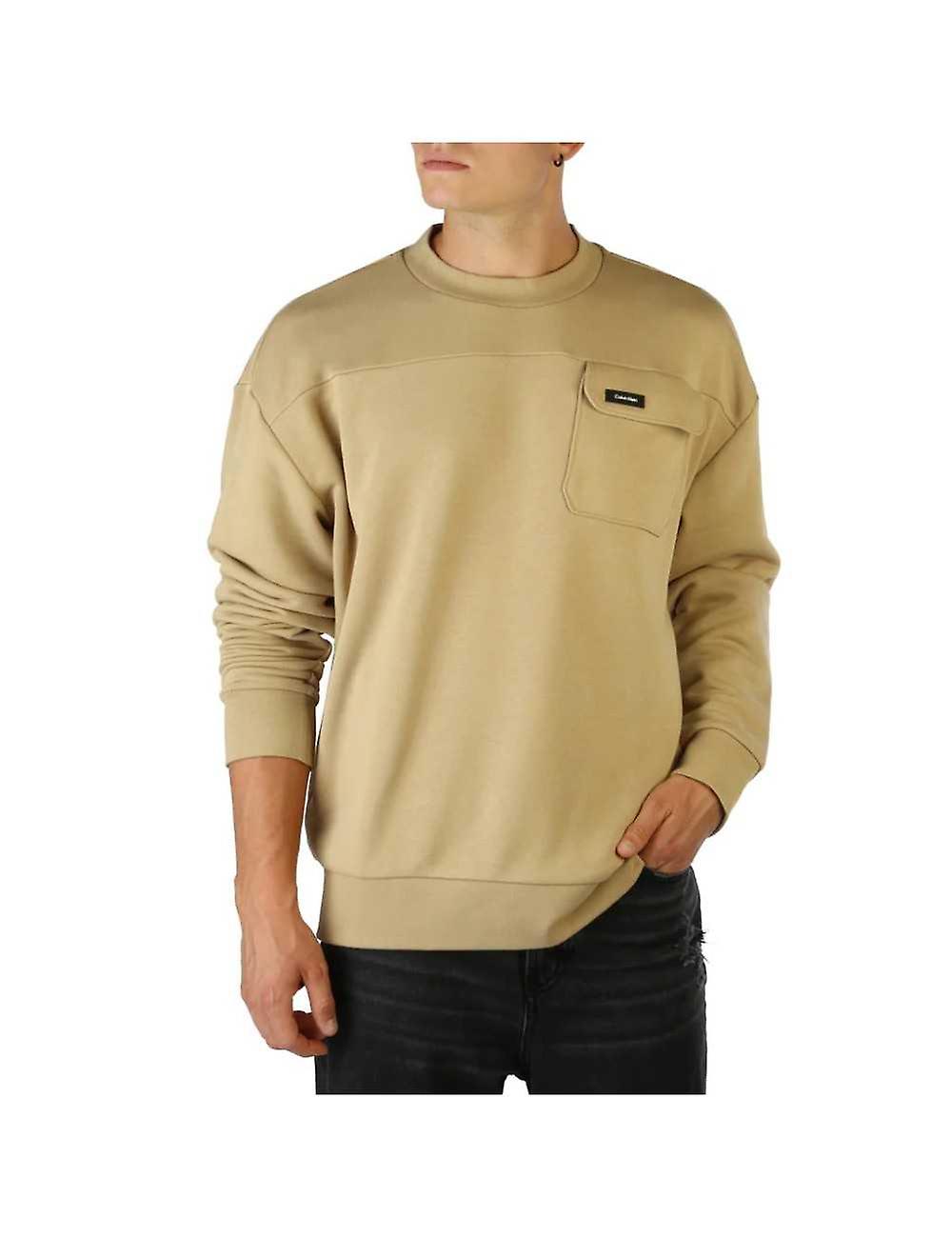 Calvin Klein Miesten beige Crew Neck pusero taskulla