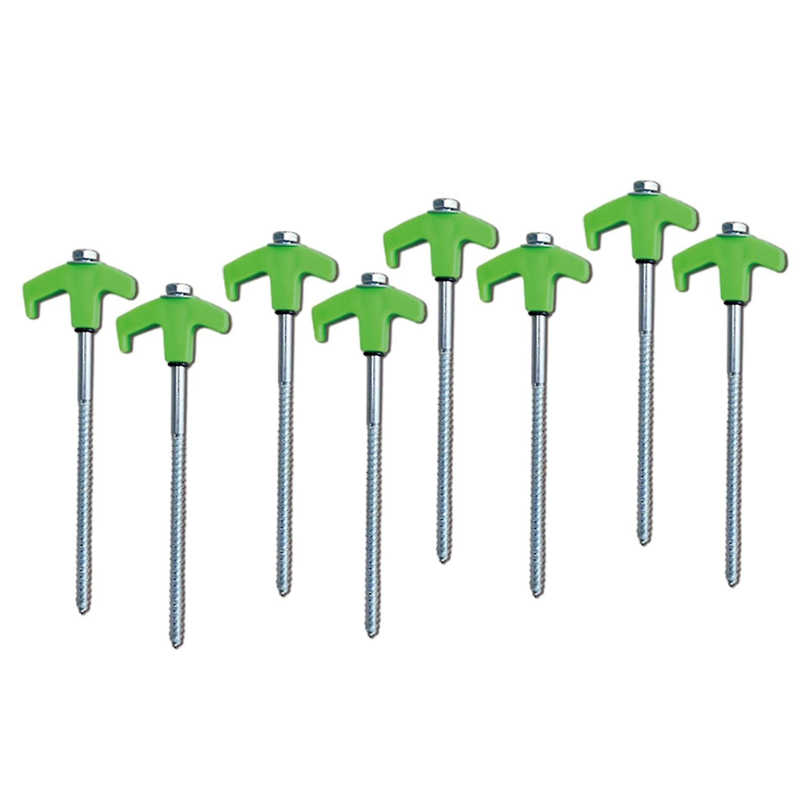 8PCS rotating tent nails, sturdy steel nails with threaded and rope brackets, stable hard ground screws, long nails for camping and outdoor use (gree