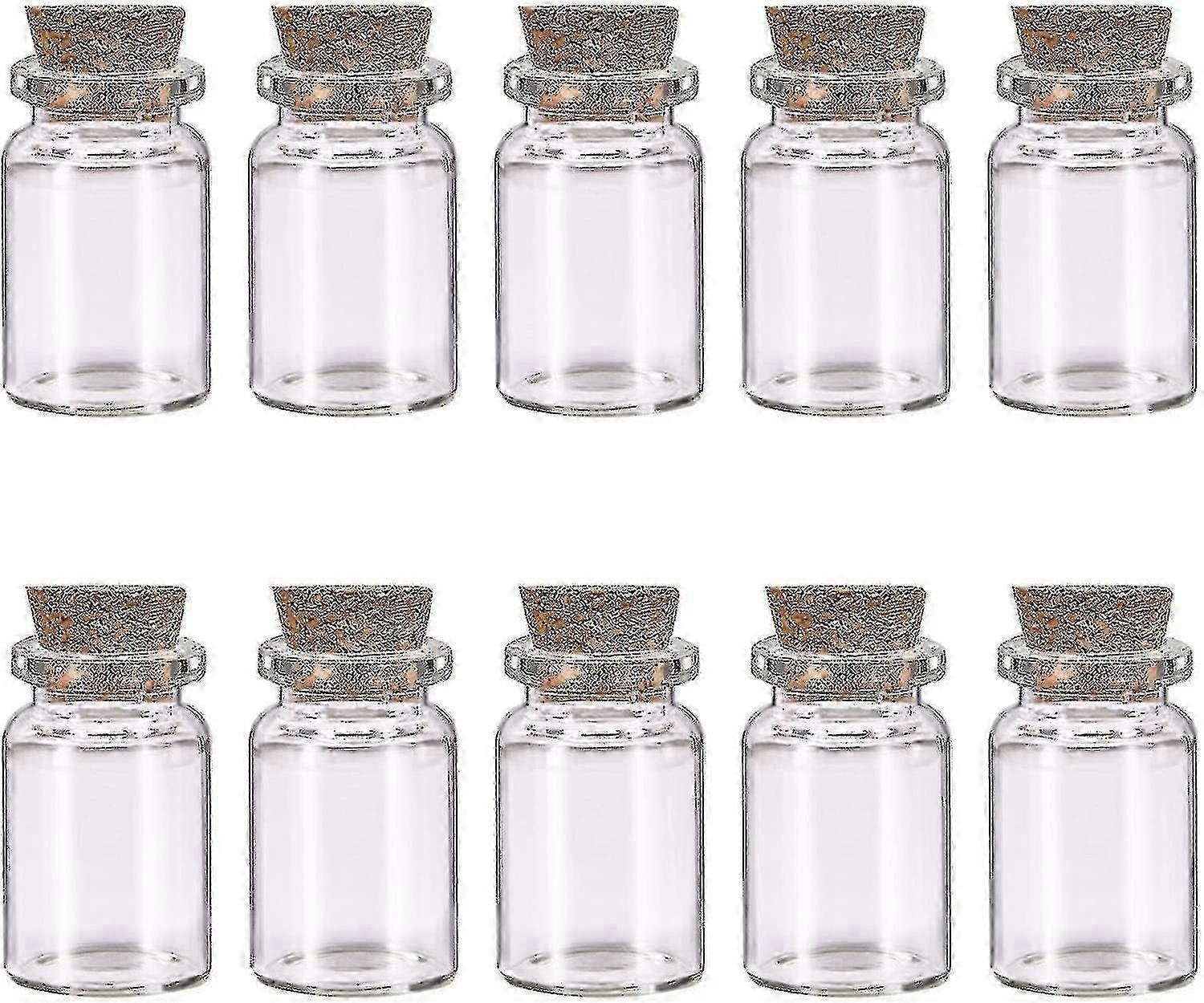 10 Pcs Small Glass Bottles With Cork Lids, Mini Glass Bottles With Stoppers Empty Spell Jars Small Message Bottles Tiny Wishing Bottles Miniature Poti