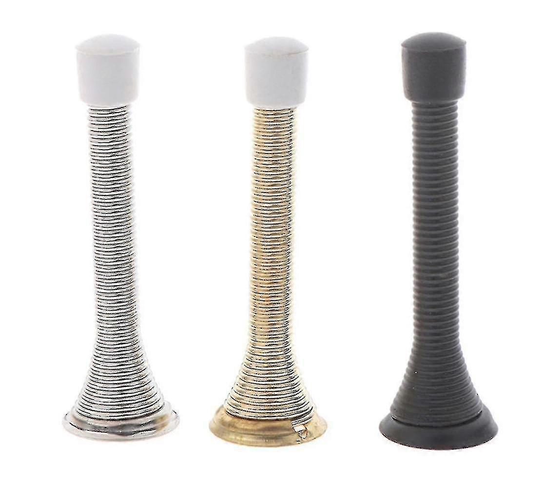 5 Pcs Chrome Black Spring Door Stops Stopper Spiral Bufferblack