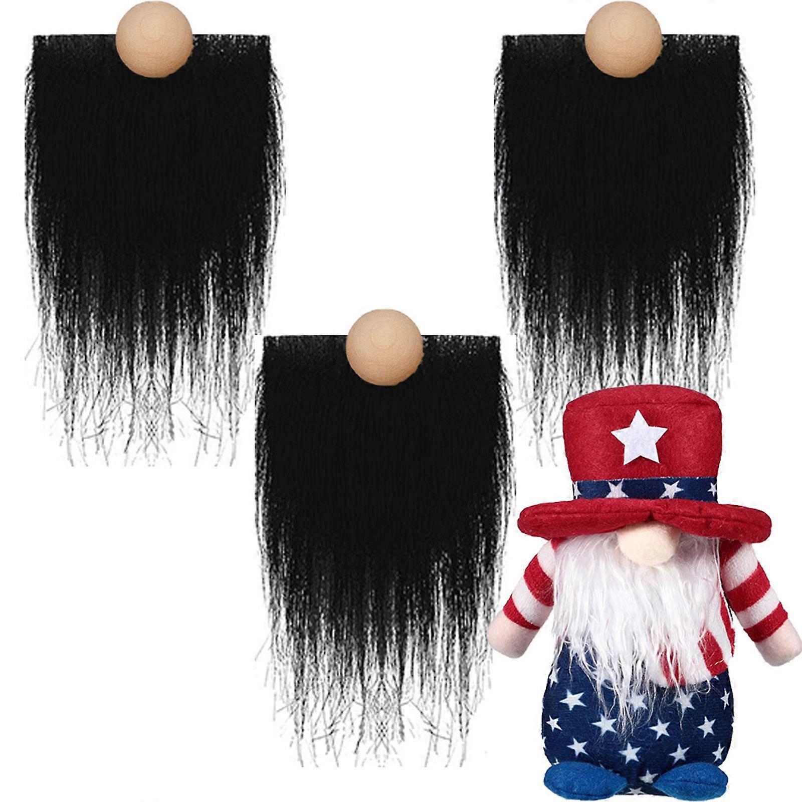 unbrand Gnome perles et fausses barbes 6pcs/set fausse fourrure naine barbe bois perle pour Noël pel