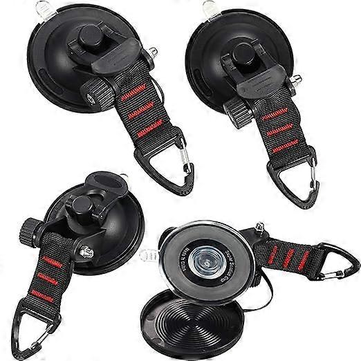 4 Pieces Suction Cup Anchor with Tie Down Hook Attachment, Awning Suction Cup Fixing Hook for Car Side Tents Camping Tarp Accessory