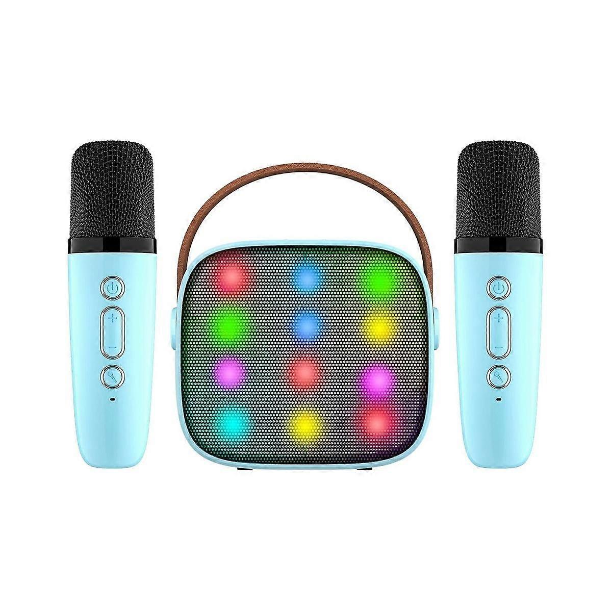 Mini with 2 wireless microphones for adults, 18 pre-installed, portable bluetooth