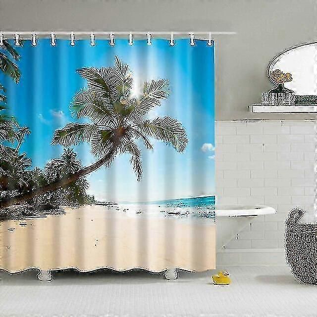 Strand Duschvorhänge Wasserdichtes Polyestergewebe Bade Bathroom_Feb