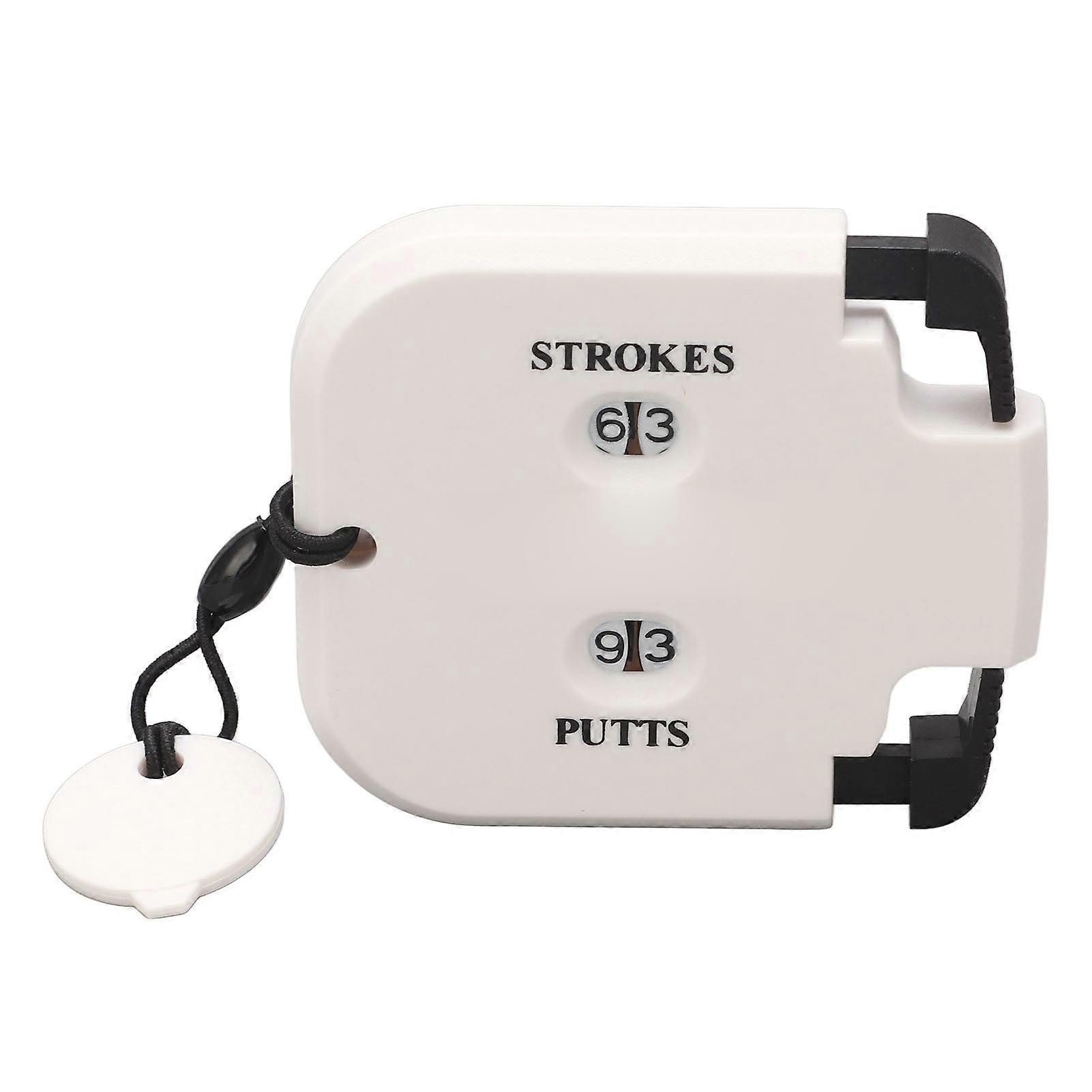 Golf Score Counter Plastic 2 Digits Stroke Putts Counting Clicker With Auxiliary Zeroing Function For 2 Players White Body Black Press